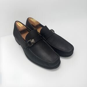 SALVATORE FERRAGAMO Men's Adam Single Side Gancio Loafers, Black, Size 9 E.